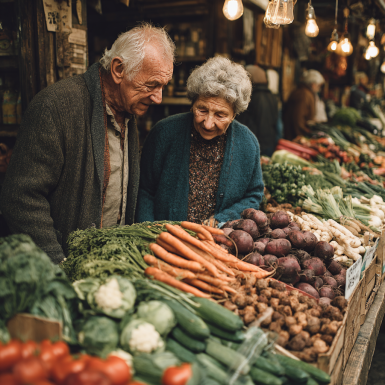 Възрастни хора готвят здравословна храна